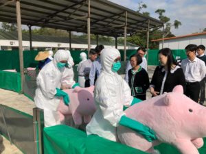 Hong Kong agriculture officials conduct training on how to deal with a potential African swine fever outbreak. Via FB. 