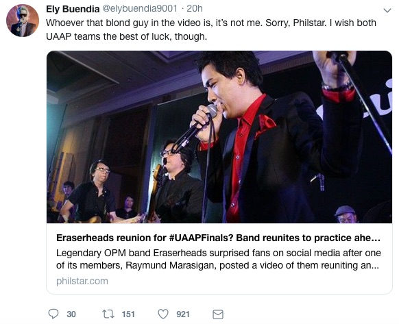 Photo: Screenshot from Ely Buendia's Twitter account