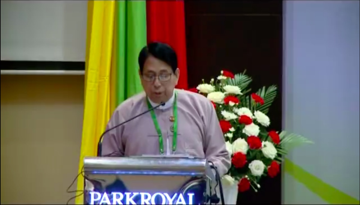 Information Minister, U Pe Myint, delivers remarks at 7th annual Media Development Forum in Naypyidaw