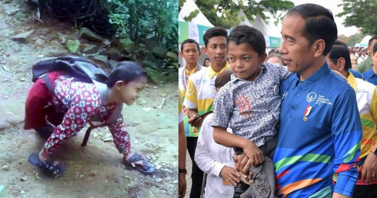 Mukhlis Adul Kholik on left and with President Joko Widodo on the right. Photos: Siti Aisah Rachman / President Joko Widodo / Facebook