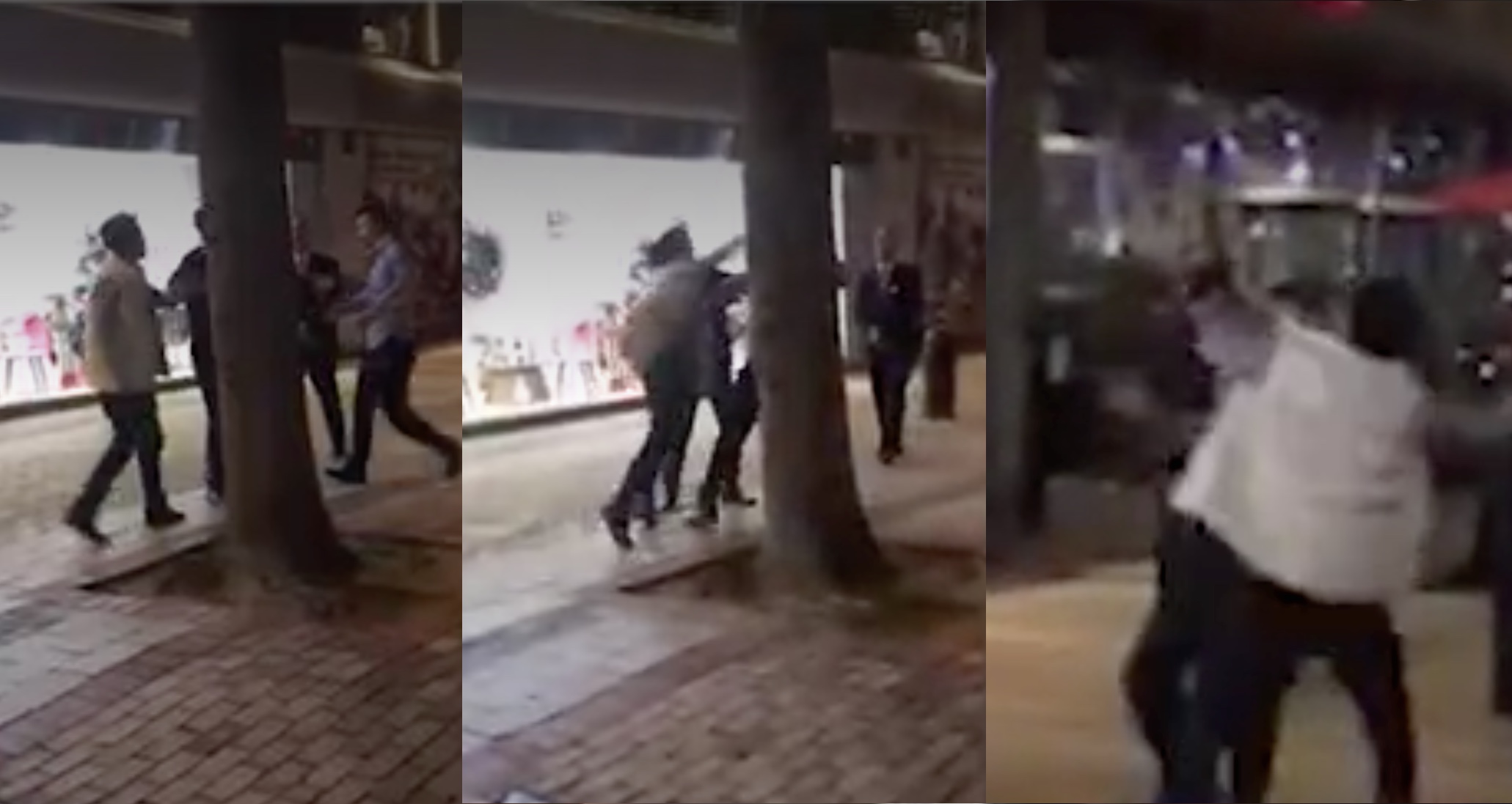 Scenes of the fight in video published by Apple Daily.