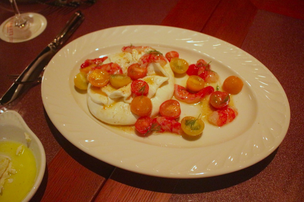 Frank's Italian's homemade burrata and Sicilian red prawns. Photo by Vicky Wong.