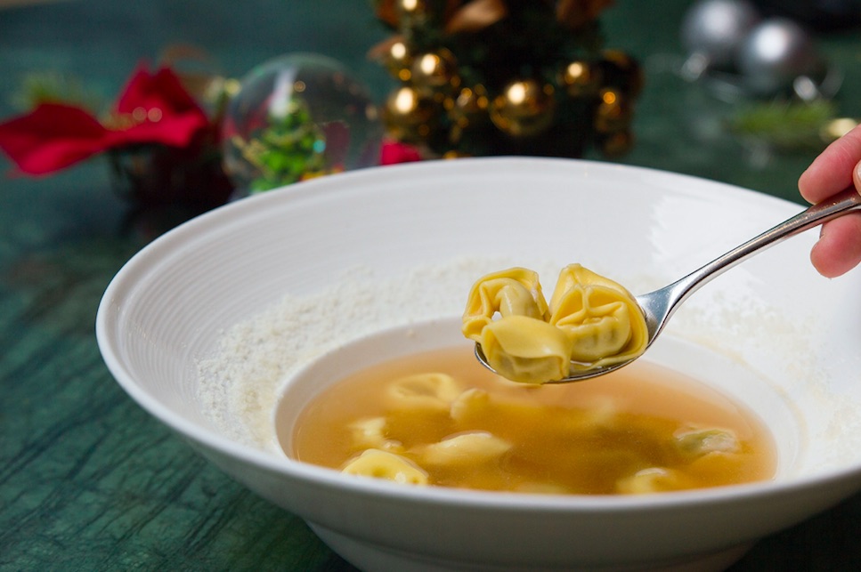 Tortellini pasta in capon broth from Gia Trattoria Italiana. Photo via Forks and Spoons.