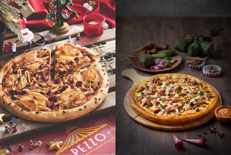Santa's Surprise and Satay Chicken pizzas. Photos: Pezzo Pizza