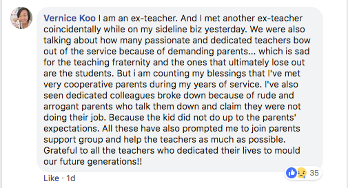 Comments from parent Ms Jacklyn Kong's Facebook post (Photo: Screenshot from Childcare in Singapore Facebook group)