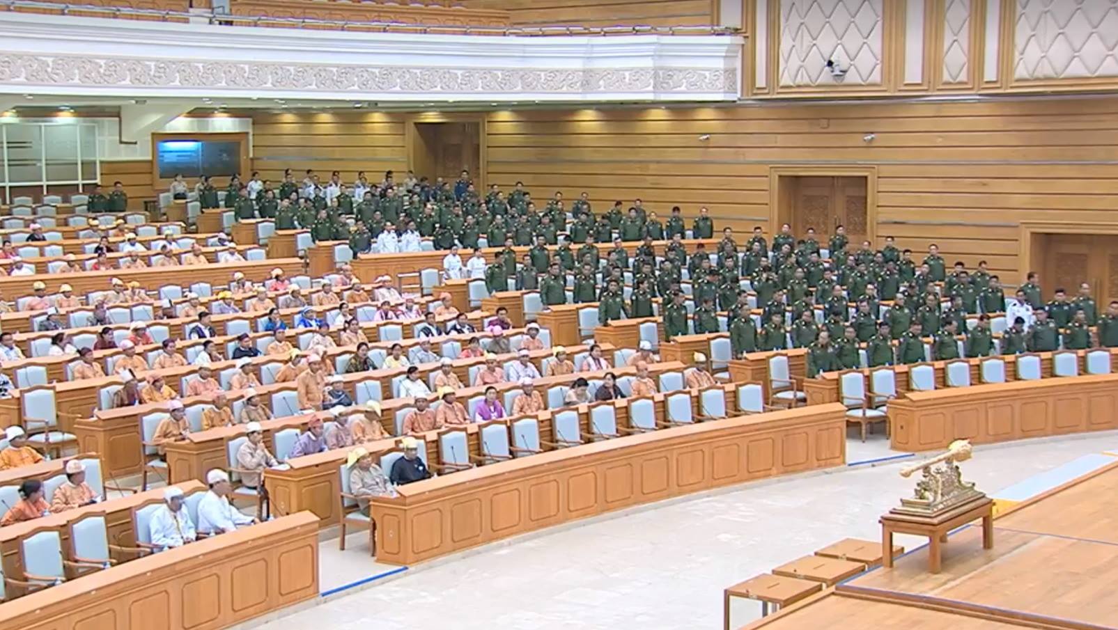 Myanmar military MPs boycott vote on motion to discuss constitutional review committee – via Mizzima TV screenshot.