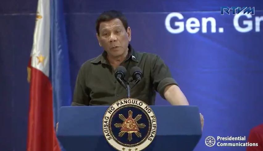 President Rodrigo Duterte at the Gen. Gregorio T. Del Pilar National High School in Bulakan, Bulacan. (Screenshot: Presidential Communications Facebook page) 