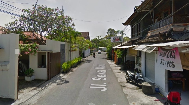 The backyard brothel was discovered on Jl. Sekar Waru, Sanur. Photo via Google Maps