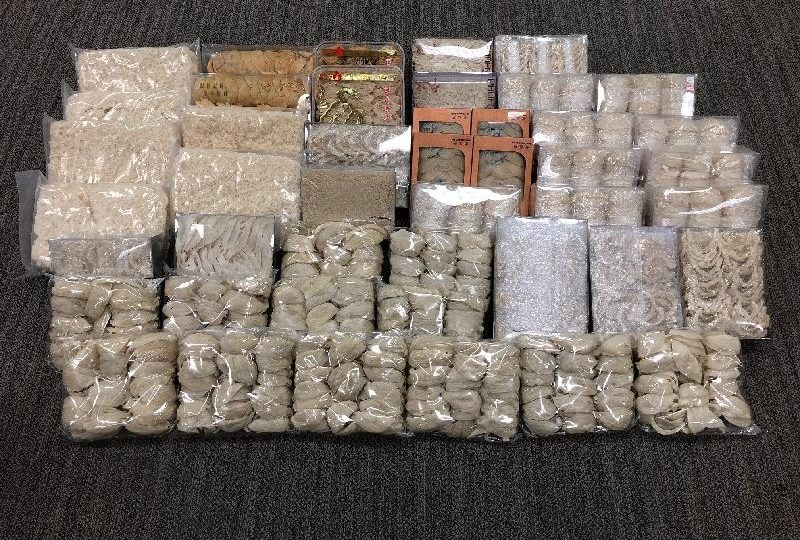 A haul of birds’ nests valued at HK$850,000 seized at a checkpoint on Tuesday. Photo via GovHK.