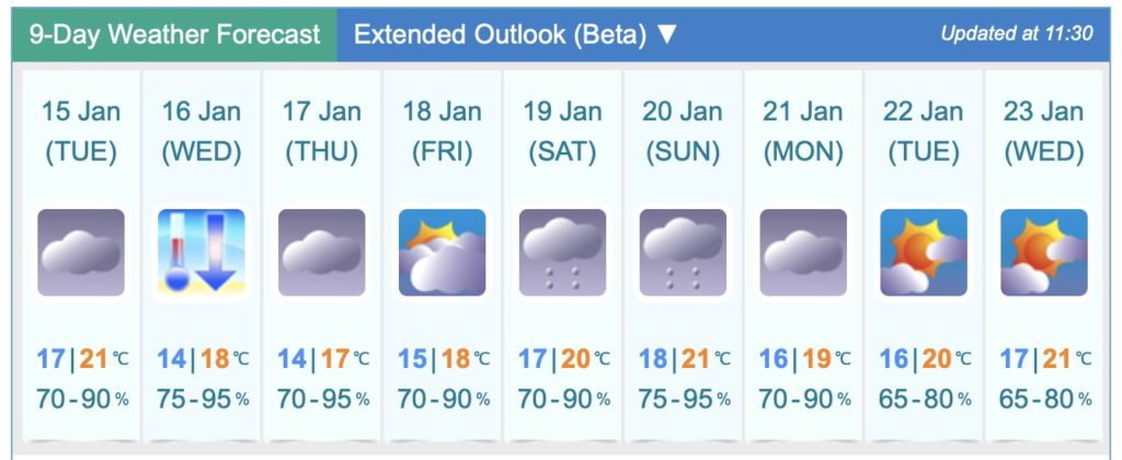 This week's forecast. Screengrab via Hong Kong Observatory.