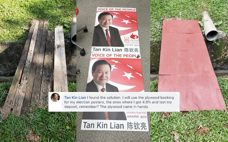Former Singapore presidential candidate Tan Kin Lian spent his weekend fixing a wooden bridge. How exciting. (Photo: Tan Kin Lian / Facebook)