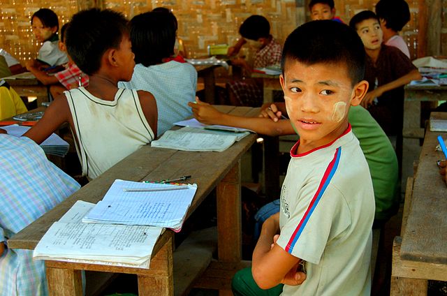 Myanmar classroom via WikiCommons