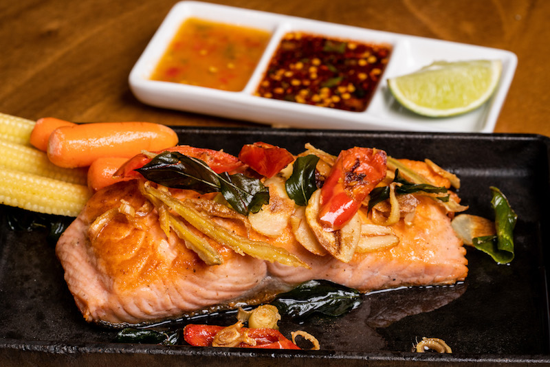 Pan-fried salmon. Photo: Baan Ying