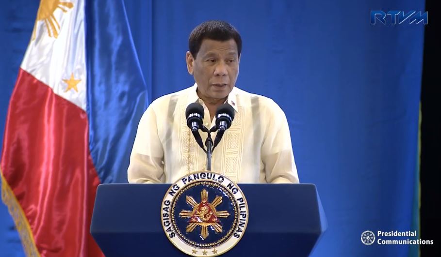 President Rodrigo Duterte in Davao City yesterday. Photo: Screenshot from Radio Television Malacañang’s video