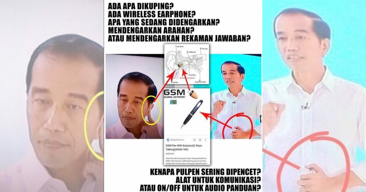 A version of Jokowi earpiece and pen conspiracy theory that has been going viral on social media