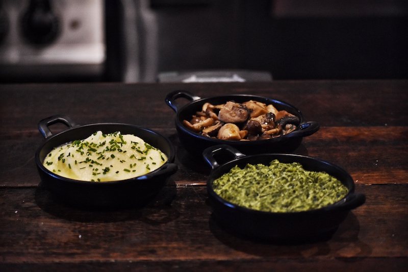 Mushroom, potato, and spinach sides. Photo: The Feather Blade