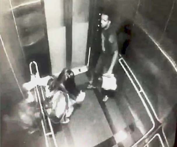 CCTV footage of a man who assaulted a woman in an elevator in an MTR station in Kuala Lumpur. Screengrab via Twitter Video.