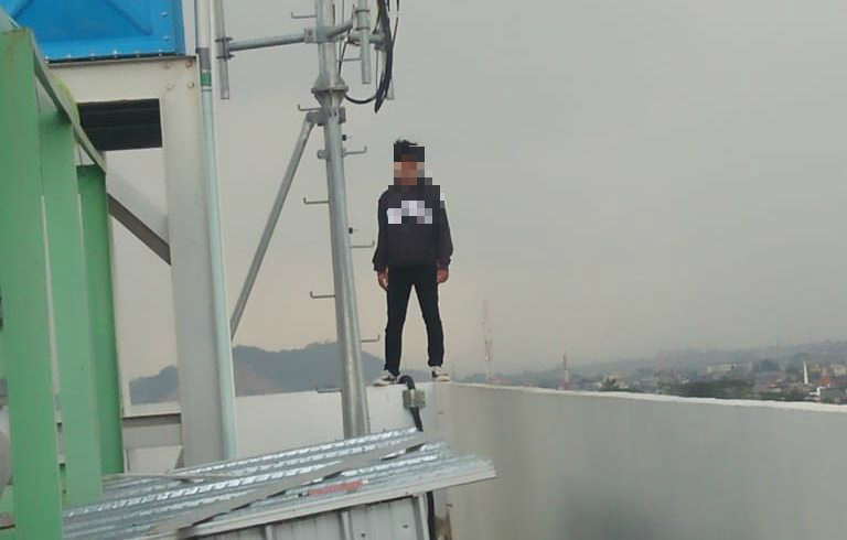 A photo of TSR taken from the rooftop he jumped off of moments before he stepped off to his death. Photo: Instagram