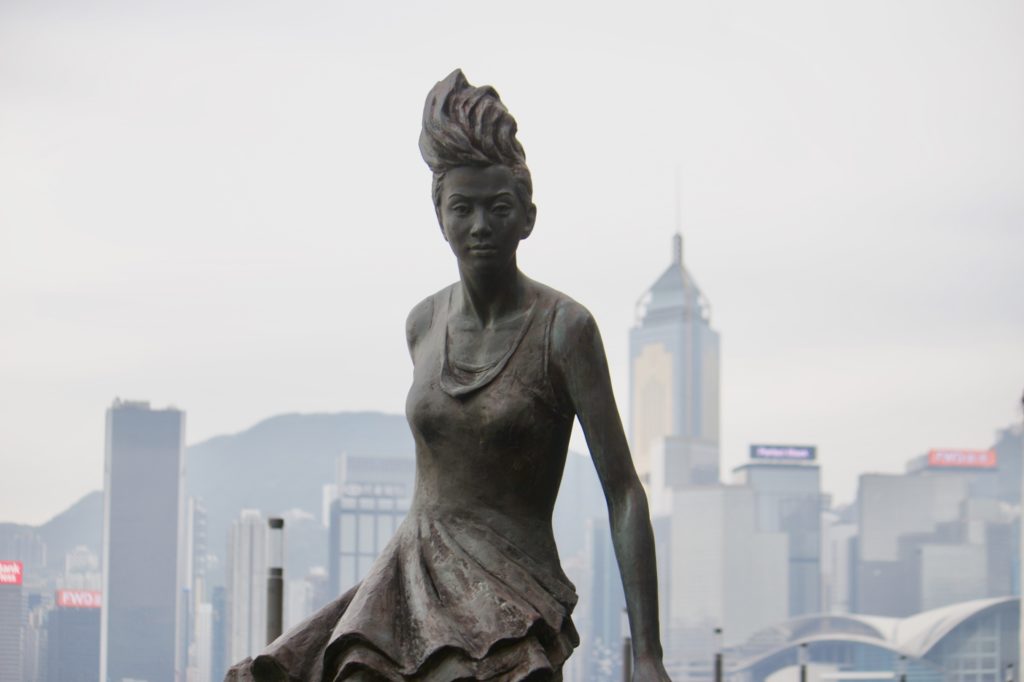 A bronze statue of Anita Mui Yim-fong, a Cantopop singer and actress referred to as the 'Madonna of the East.' She passed away from cervical cancer in 2003. Photo by Vicky Wong.