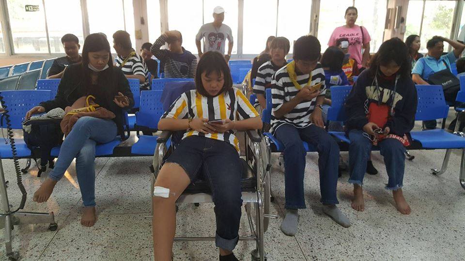 Students at the hospital. Photo: Facebook/ Jangkhao Sarakam