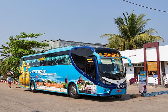 Buses at Aung Mingalar bus station, Yangon, Myanmar via WikiCommons