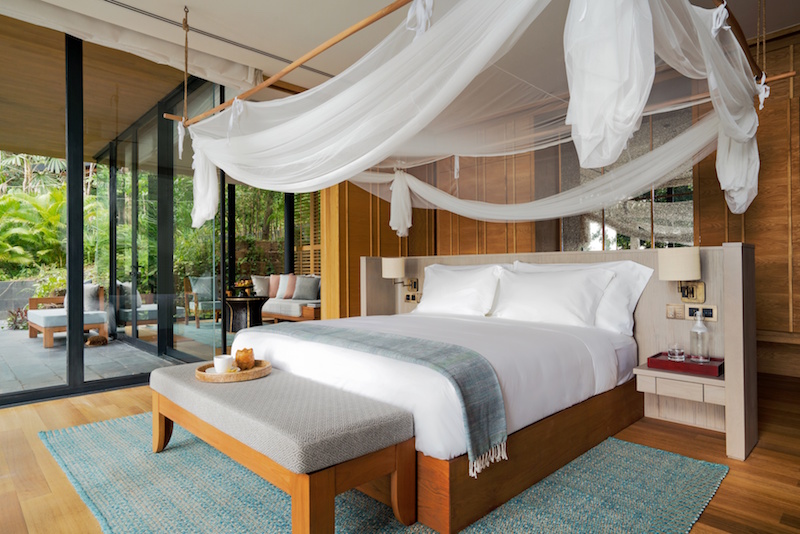 Bedroom in the Ocean Pool Villa Suite. Photo: Six Senses Krabey Island