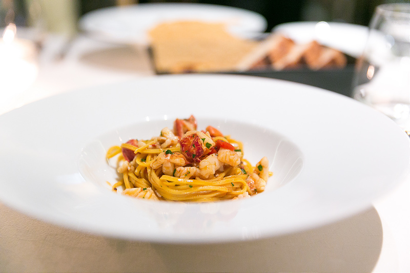 A plate of lobster taglioni at Hong Kong’s 8 1/2 Otto e Mezzo Bombana. The restaurant was named the 12th-best in Asia, and winner of the Art of Hospitality Award, in this year’s Asia’s 50 Best Restaurants rankings. Photo via Flickr/City Foodsters.