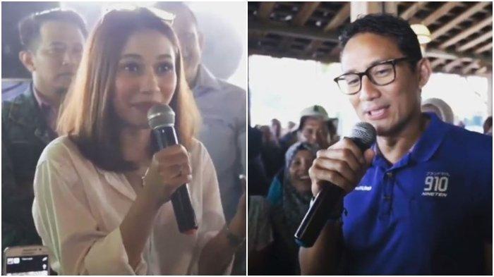 College student Vincentia Tiffani (Left) asking VP candidate Sandiaga Uno (Right) if she could be his second wife. Photo: Screengrabs from Youtube