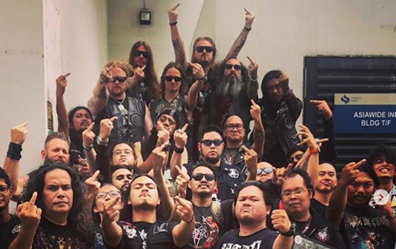 Watain and their Singapore fans after the gig got cancelled. Photo: @watainofficial