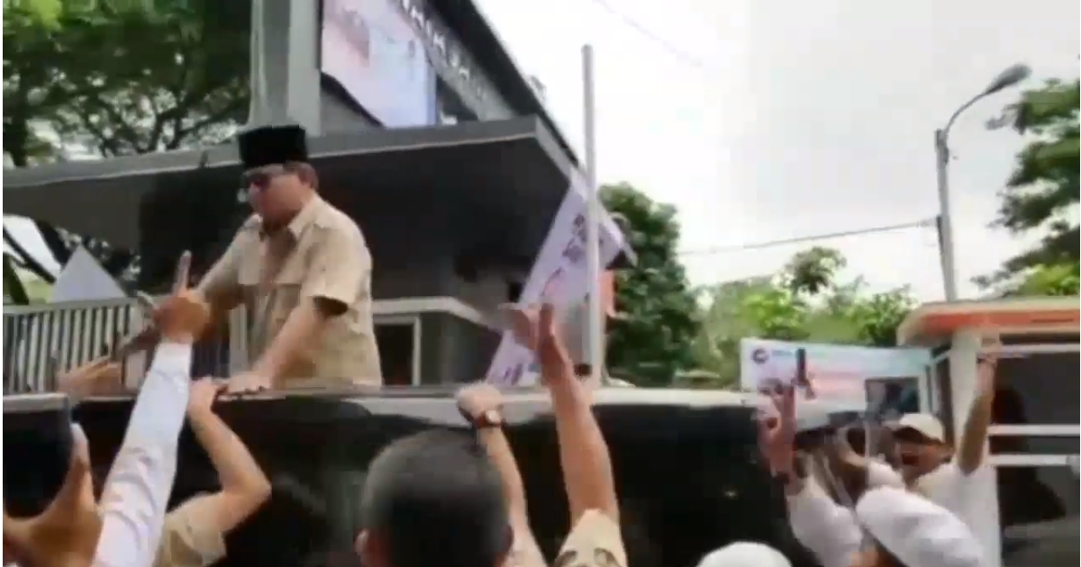 Presidential candidate Prabowo campaigning yesterday in Cianjur, West Java. Screenshot: Dahnil Anzar Simanjuntak / Twitter
