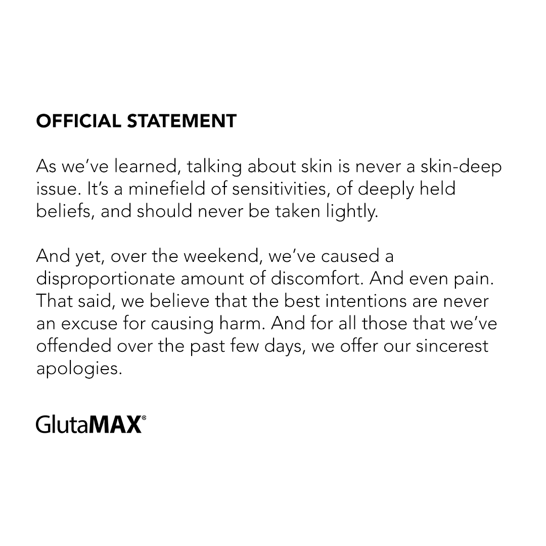 The official apology from GlutaMAX. Photo: their Facebook account