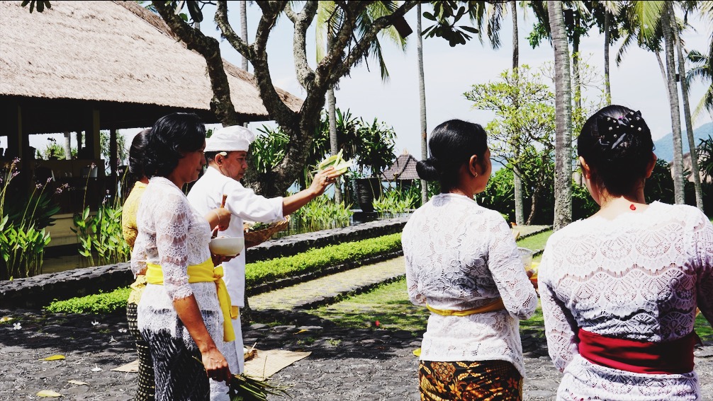 A Balinese ceremony at the resort by employees. Photo: Coconuts Bali
