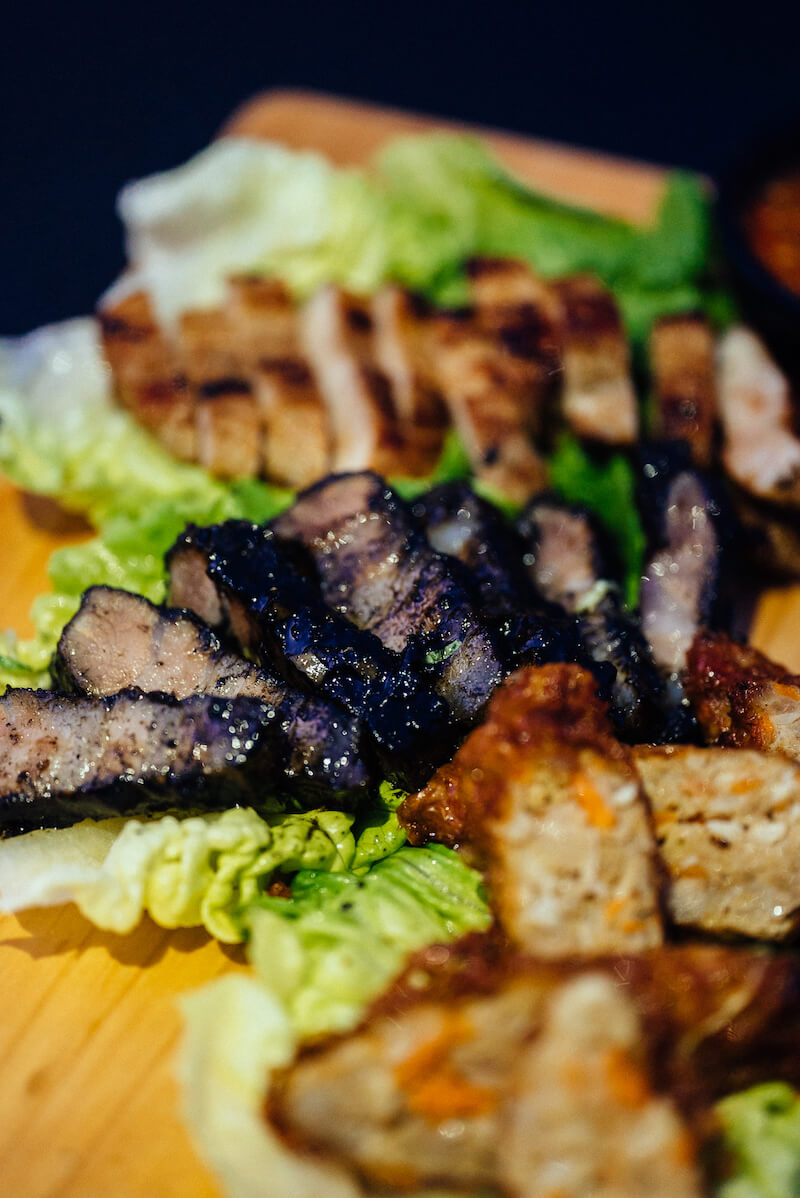 The trio of char siew, pork belly, and ngor hiang. Photo: No Milk Bistro