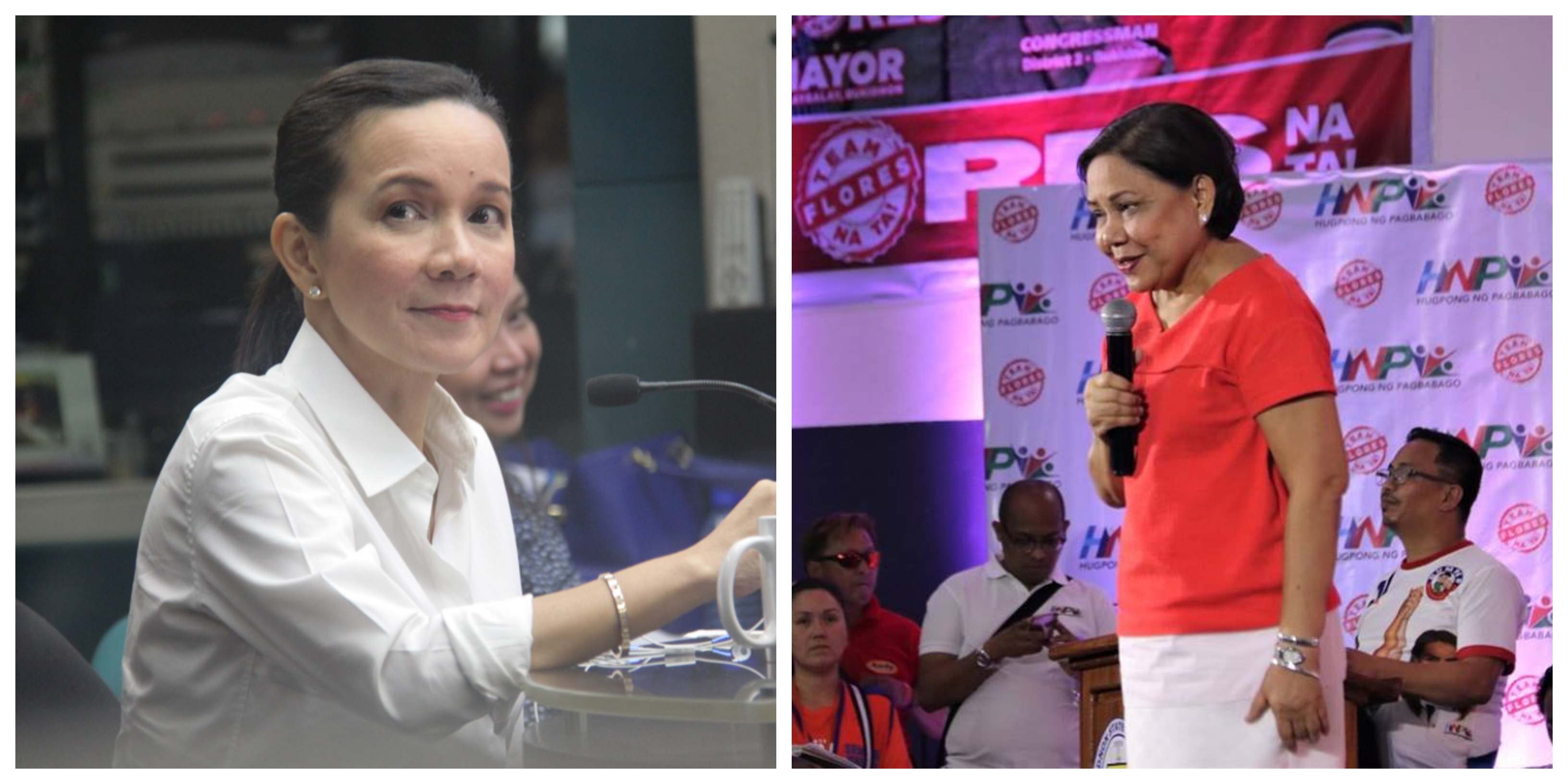 Senator Grace Poe (left) is now in second place while her colleague Cynthia Villar is on top.  Photo: ABS-CBN News and Villar’s FB page.