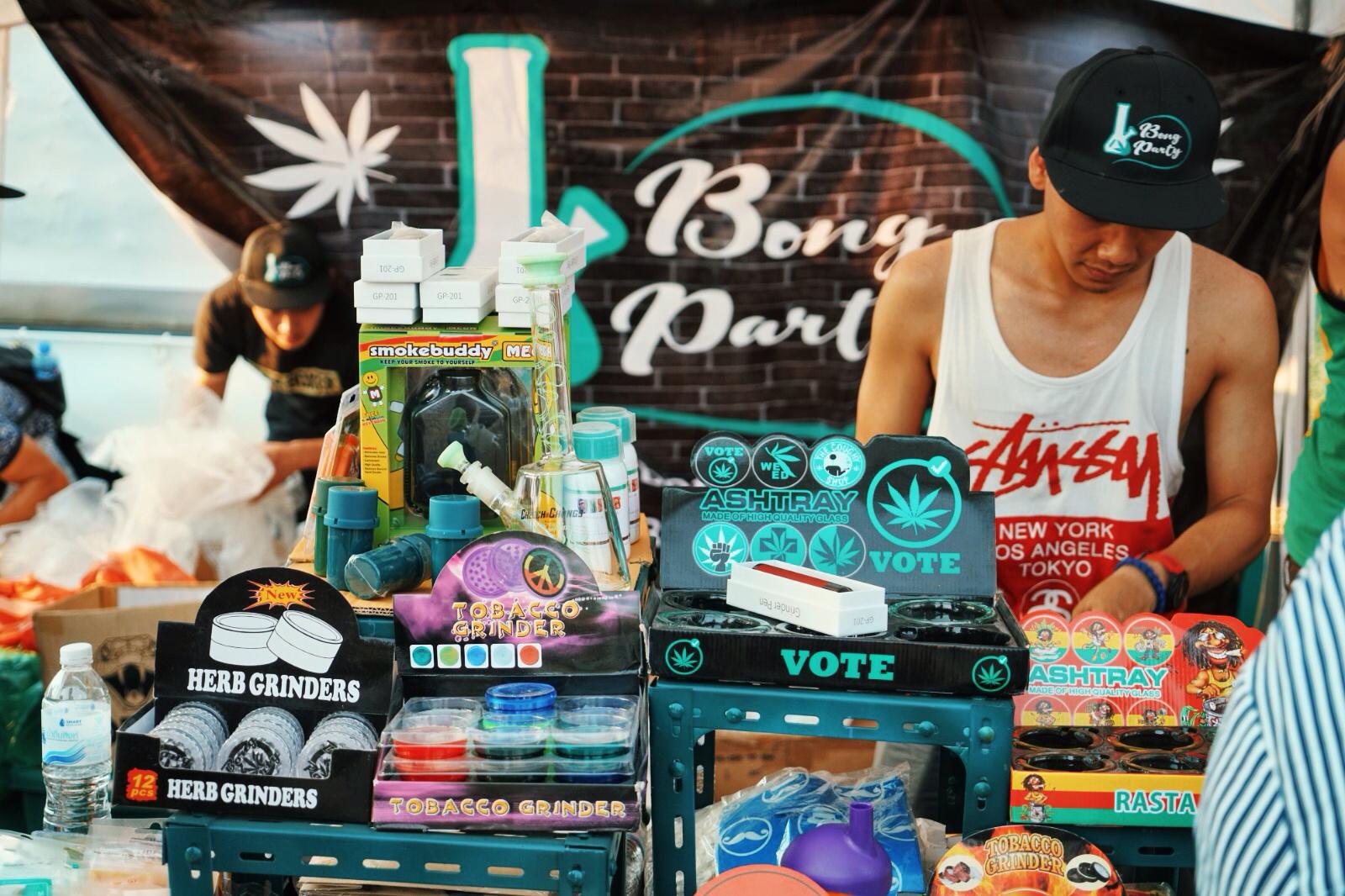 Bong Party, a smoke shop in Bangkok's Prawet district were among the couple of dozens of vendors with booth at the 420 Festival. 