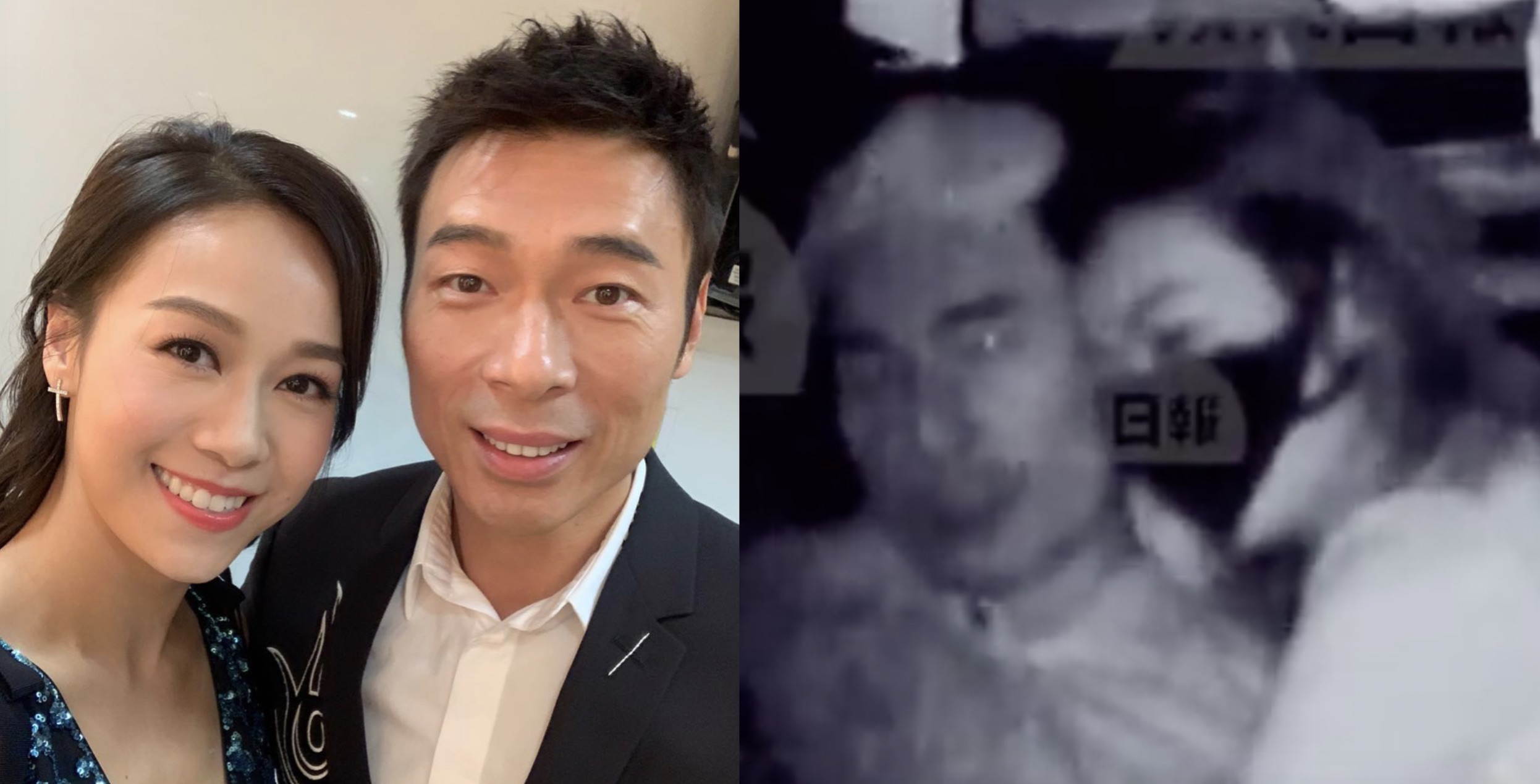 Andy Hui with Jacqueline Wong. The pair, both of whom are in relationships, were caught on camera making out in the backseat of a car. Photos and screengrabs via Instagram and Apple Daily video.