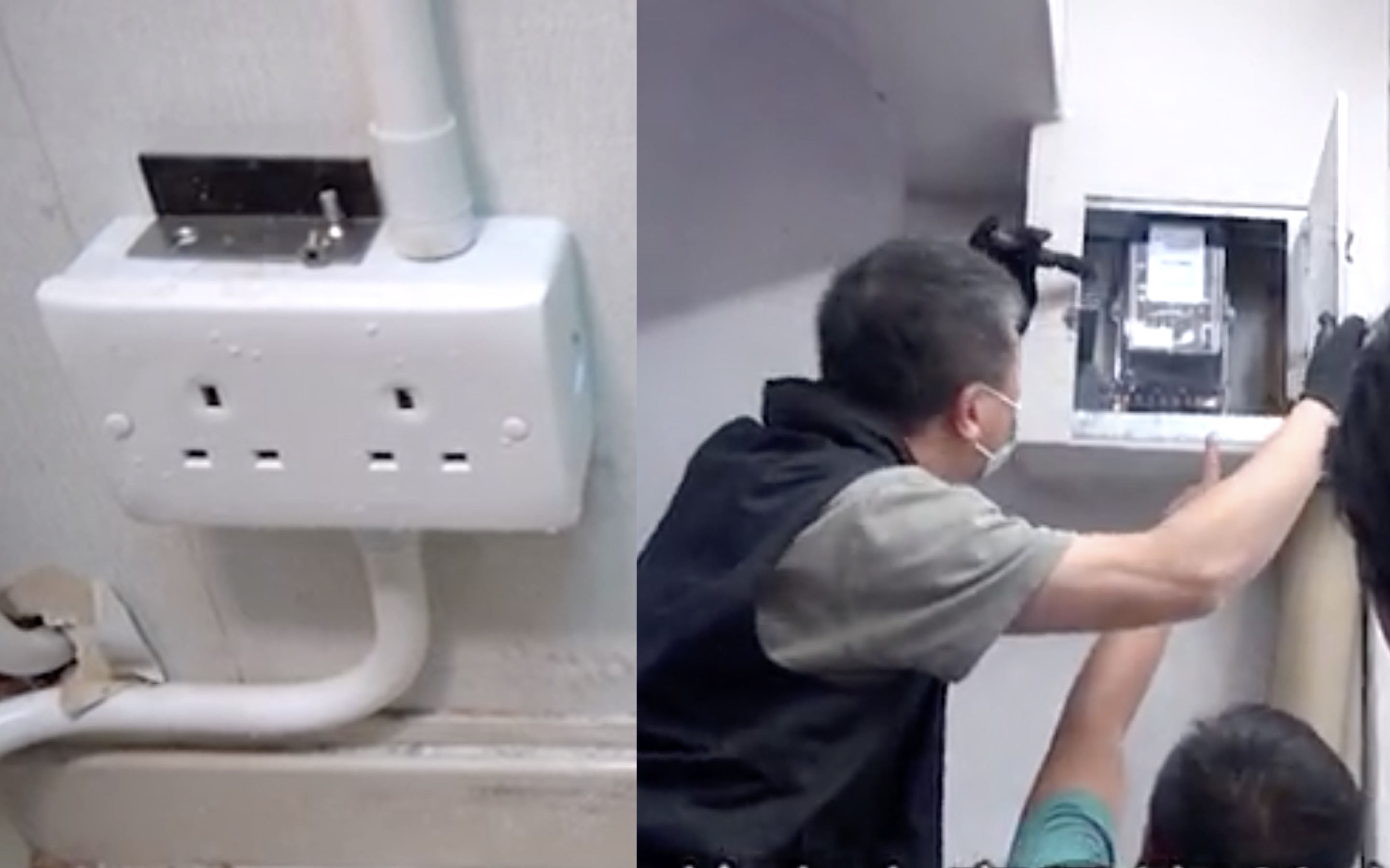 Police arrive at the site of the June 4 Museum ahead of its opening after vandals broke in and poured salt water on the electrical sockets and damaged furniture. Screengrabs via Apple Daily video.