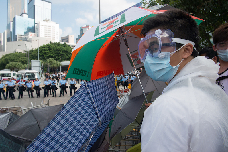 'Umbrella Movement' protesters in Central in 2014. Photo via Coconuts Media.