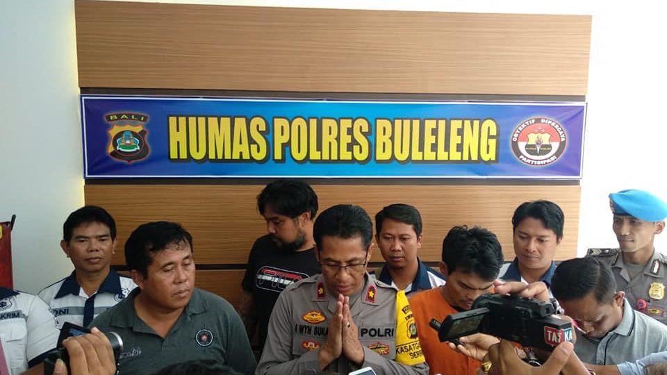 Police say Ucil was arrested after he tried to evade capture, leading authorities to shoot him in the leg. Photo: Polres Buleleng / Facebook