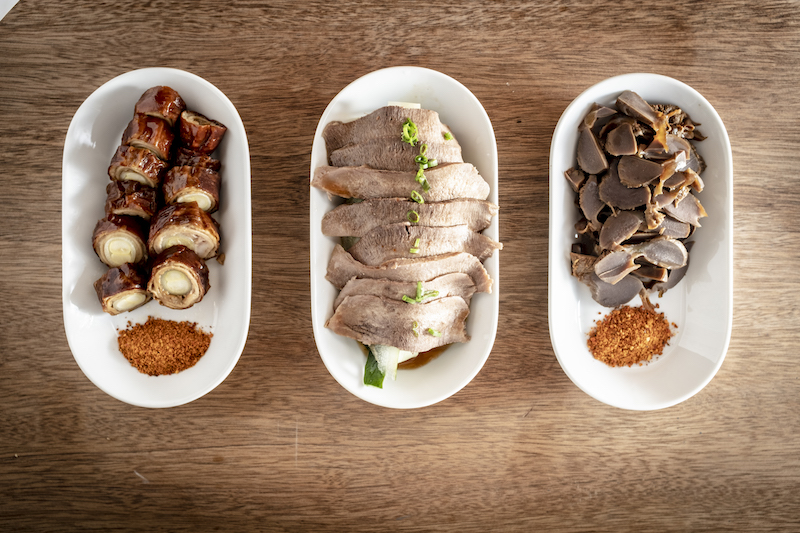 Fried pig intestines, ox tongue, and braised gizzard. Photo: Chuan Hung