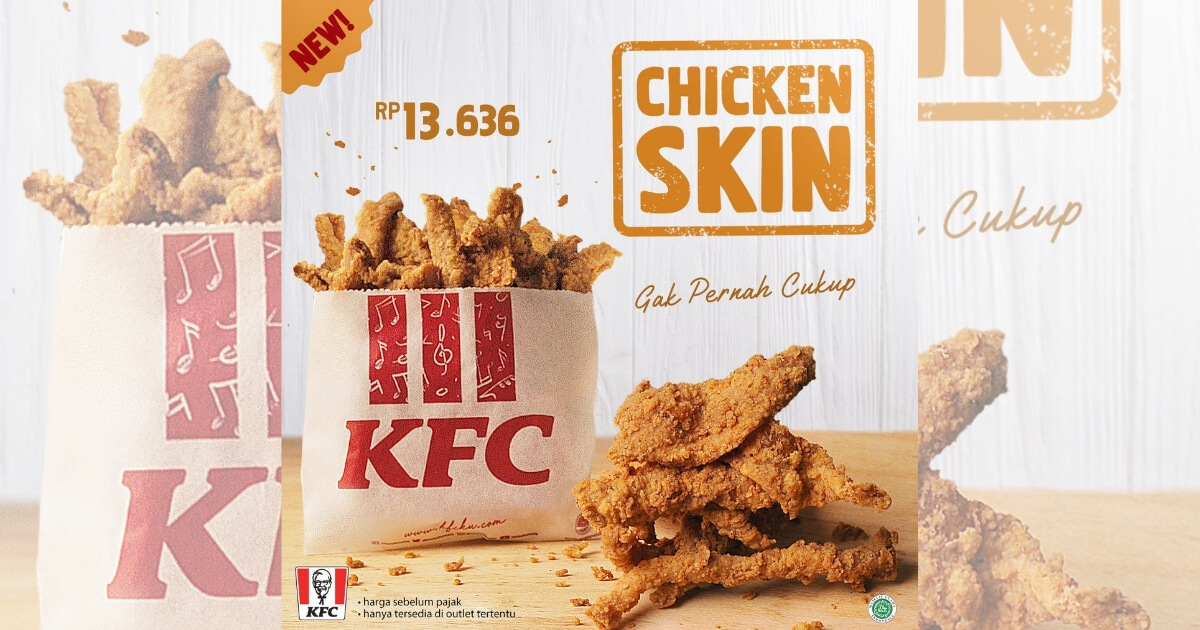 Get ready to clog up your arteries because KFC Indonesia is now selling the chicken skin by itself. Photo: Twitter/@KFCINDONESIA