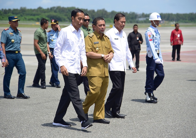 President Joko Widodo touching down in the East Kalimantan capital of Balikpapan on May 7, 2019. Photo: setkab.go.id