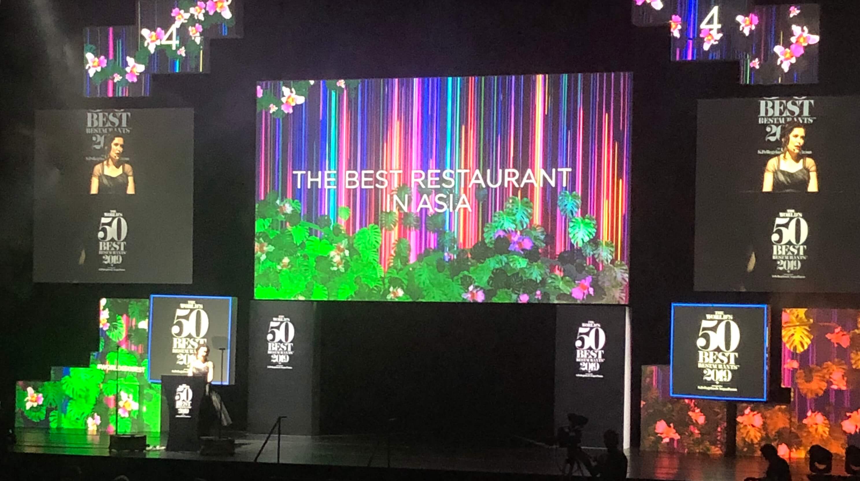 Announcement of the “Best Restaurant in Asia” at the 50 World’s Best Restaurants 2019 ceremony in Singapore. Photo: Cindy Kuan/Coconuts