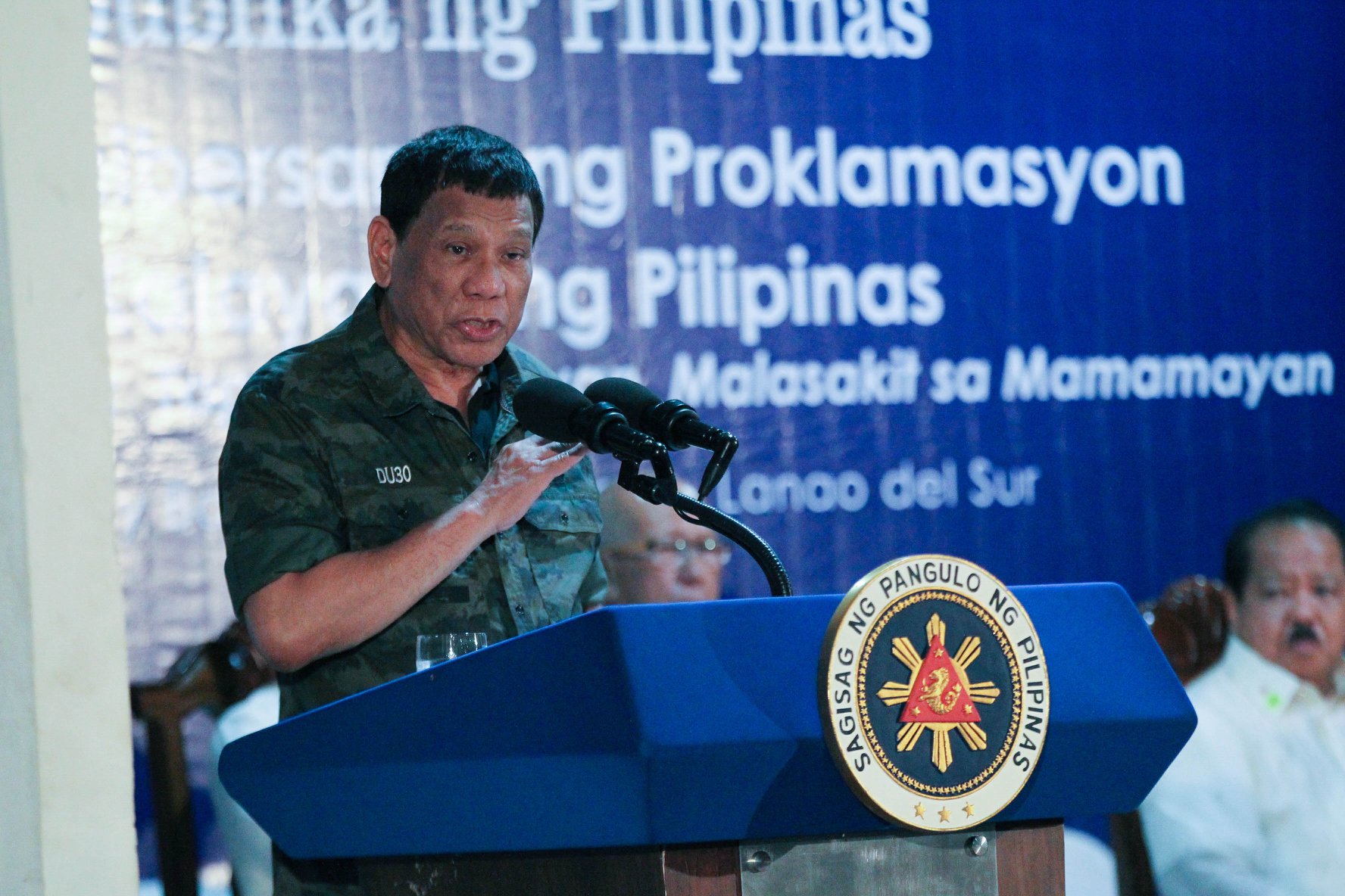 President Rodrigo Duterte at an event in Lanao del Sur on June 12, the day that the Department of Defence divulged the hit and run incident in the West Philippine Sea. Photo: Presidential Communications Facebook page