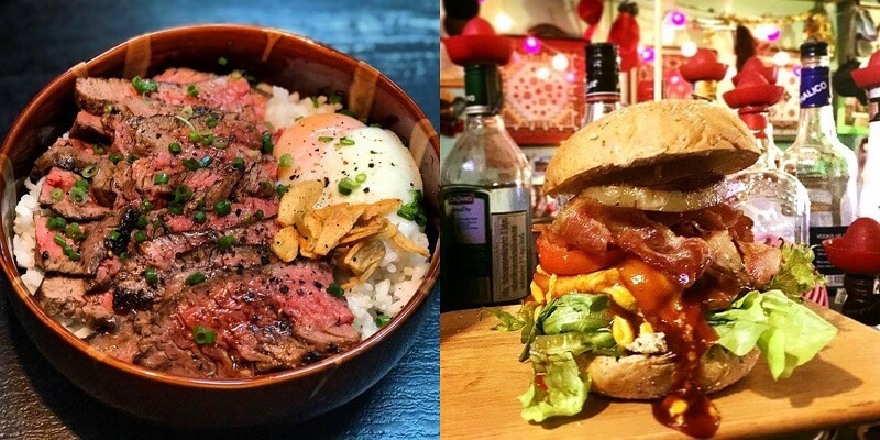 Image: (L) Tora Tora Japanese Kitchen/FB, (R) Amp Burger & Bar
