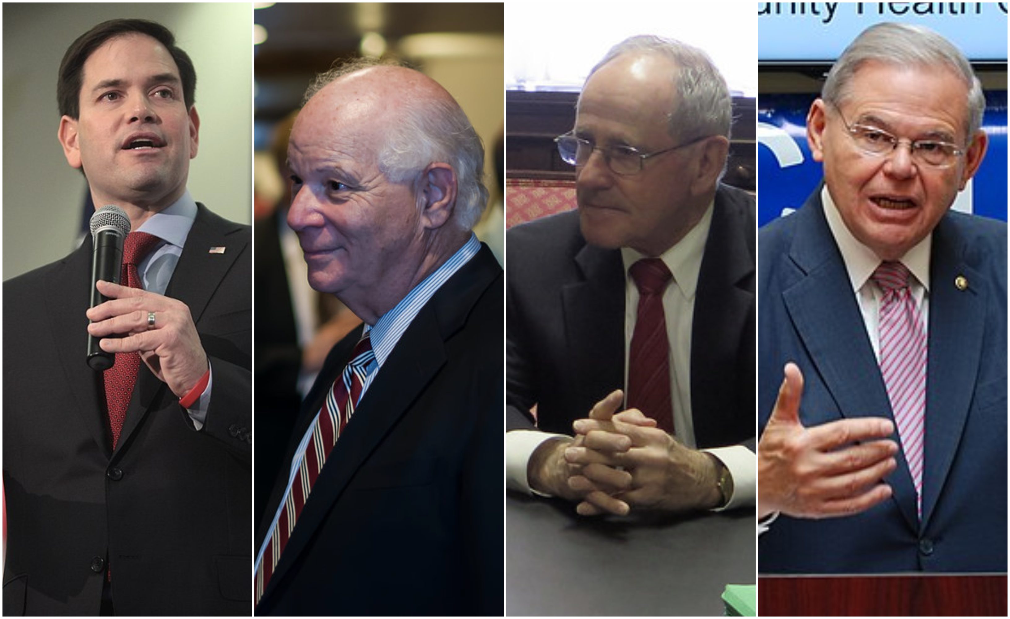 US lawmakers (left to right) Marco Rubio, Ben Cardin, Jim Risch, and Bob Menendez, who have reintroduced the Hong Kong Human Rights and Democracy Act. Photos via Flickr/WikiCommons.