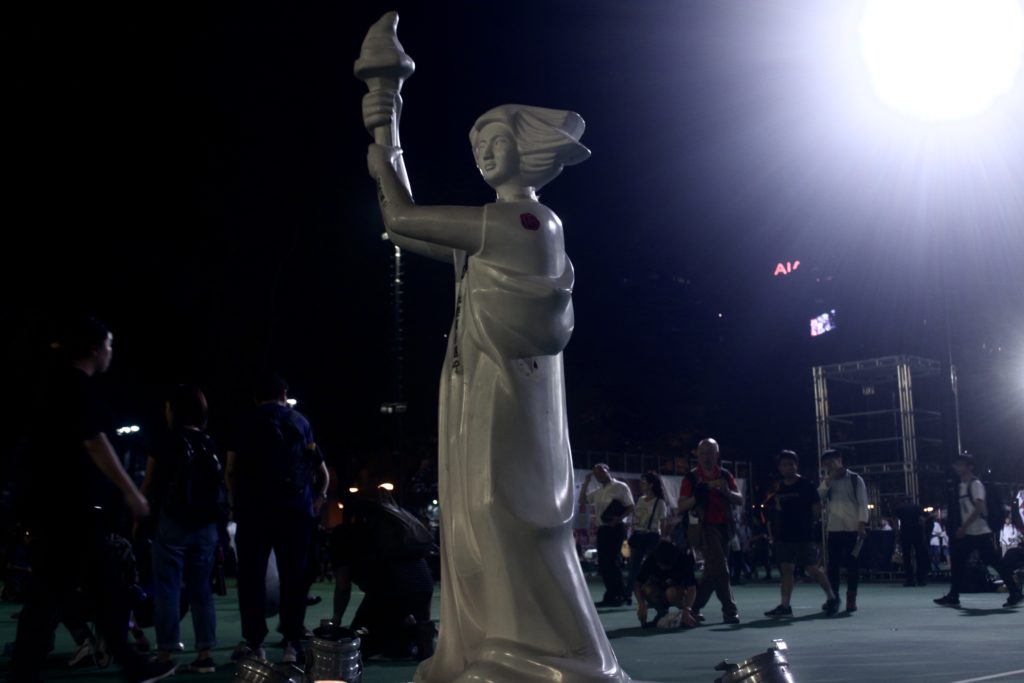 A replica of the Goddess of Democracy statue, which was erected in the middle of Tiananmen Square during the pro-democracy protests of 1989. Photo by Vicky Wong.