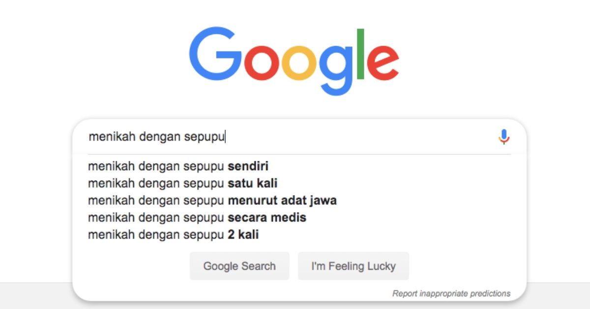 Seems like many Indonesians are curious about their cousins, as seen from the Google autocomplete. Screenshot from Google