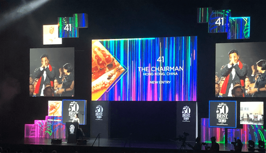 Chef-proprietor of The Chairman, Danny Yip, at the World’s 50 Best Restaurants ceremony held in Singapore. Photo: Coconuts Media