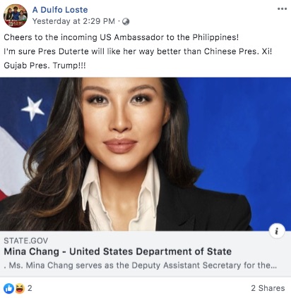 Nope, US State Department's Mina Chang is not new ambassador to PH ...